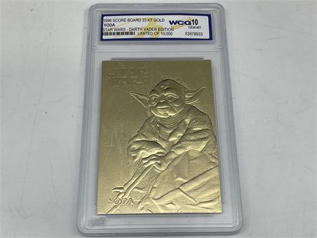 STAR WARS YODA 23CT GOLD CARD L/E #2318A GRADED ‘10 GEM-MINT’