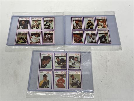 3 PANELS OF 1970-71 ESSO HOCKEY STAMPS