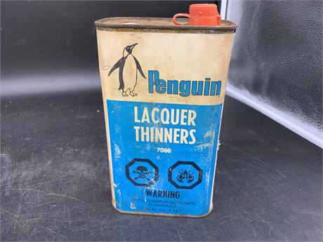 VINTAGE PENGUIN LACQUER THINNER CAN (empty)
