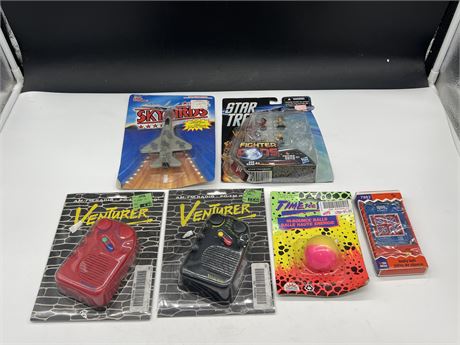 6 NEW VINTAGE TOYS - SOME OF THE PACKAGING IS WORN