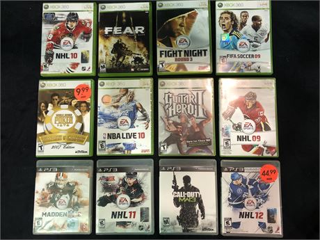 12 ASSORTED XBOX 360 AND PS3 GAMES