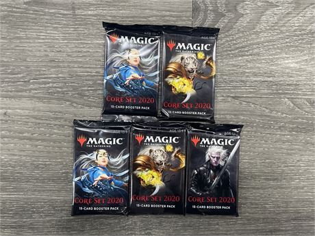 5 MAGIC THE GATHERING 15 CARD BOOSTER PACKS - CORE SET 2020