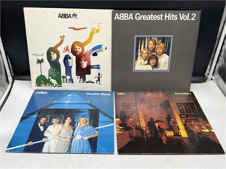 4 ABBA RECORDS - VG (SLIGHTLY SCRATCHED)