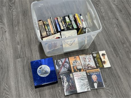 BOX OF DVDS / SETS - SOME SEALED