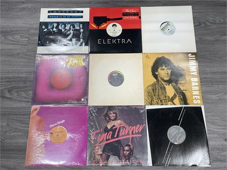 LOT OF 9 12” SINGLES AND PROMOS - EXCELLENT (E)