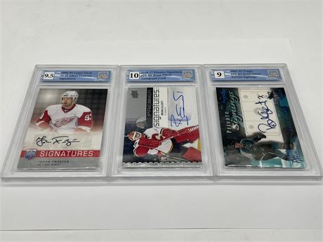 3 GCG GRADED 10/9.5/9 SIGNED CARDS