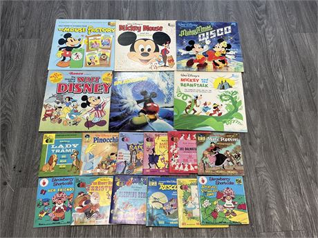 LOT OF 18 VINTAGE DISNEY RECORDS - CONDITION VARIES