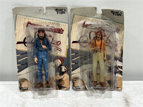 2 REEL TOYS CHEECH & CHONG FIGURES IN PACKAGE (Packages have wear)