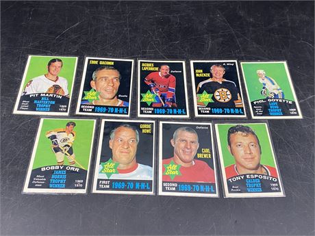 (9) 1970/71 OPC CARDS (Tape residue on backs)