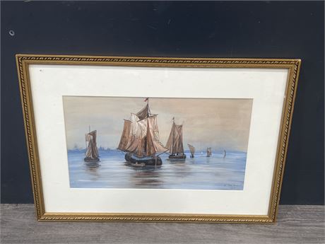 FRAMED SIGNED VINTAGE WATERCOLOUR - 27”x19”