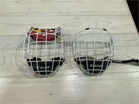 2 NEW WHITE CCM HOCKEY CAGES RETAIL $34.99 EACH