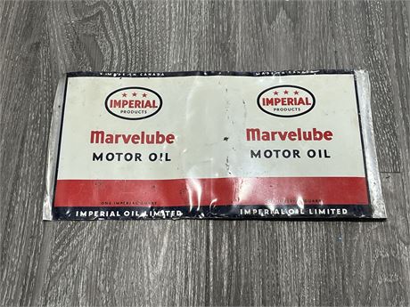 MARVELUBE IMPERIAL OIL TIN CUT INTO SIGN 12”