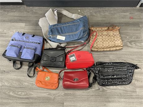 8 LADIES PURSES SOME NEW W/ TAGS