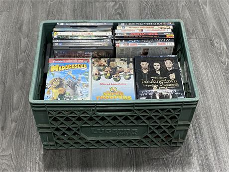 CRATE OF DVDS