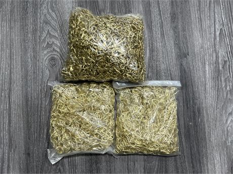 3 BAGS OF BRASS CLIPS & RINGS