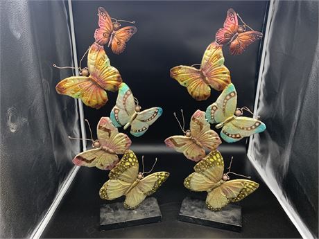 2 METAL BUTTERFLY DECOR PIECES