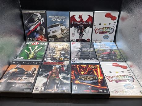 12 PC GAMES - VERY GOOD CONDITION - SOME SEALED