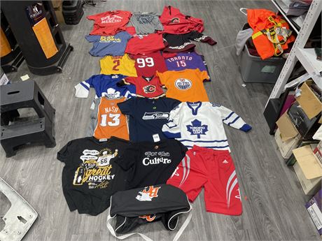 SPORTS JERSEYS / SHIRTS - SIZES VARIES MOSTLY YOUTH SIZES