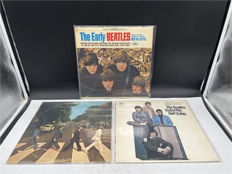 3 BEATLES RECORDS - VG (SLIGHTLY SCRATCHED)