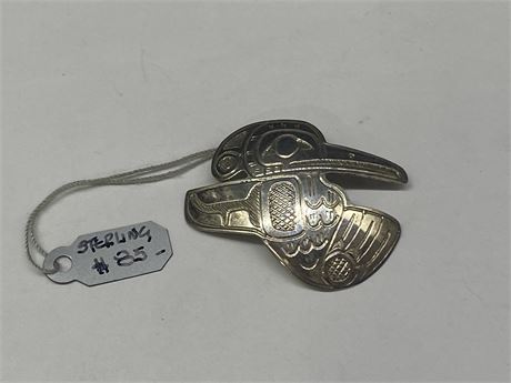 925 STERLING FIRST NATIONS SIGNED BROOCH
