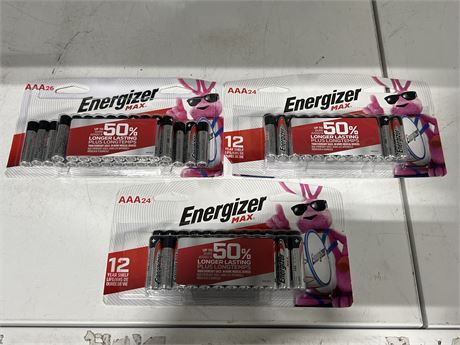 3 NEW ENERGIZER MAX BATTERY PACKS