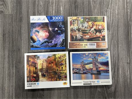 4 SEALED NEW 1000PC JIGSAW PUZZLES