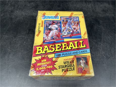 NEW 91’ DONRUSS CARDS & PUZZLE BOX (36 PACKS - SERIES 1)
