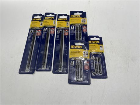 6 SEALED IRWIN IMPACT DOUBLE ENDED POWER BITS (SPECS IN PHOTOS)