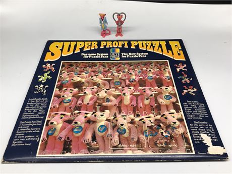 NOS VINTAGE HEYE SUPER PROFI PUZZLE THEMANN PINK PANTHER WITH 2 FIGURINES