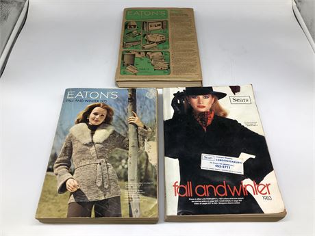 3 VINTAGE 1975,1976, 1983 SEARS AND EATONS CATALOGUES