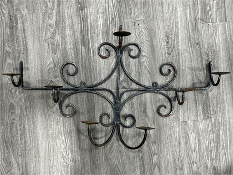 WROUGHT IRON WALL MOUNT CANDLE HOLDER (3ft wide)