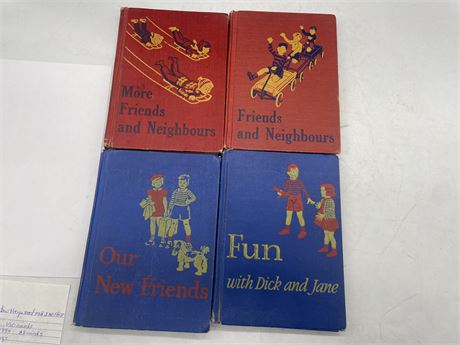 4 1960’S DICK + JANE BOOKS ALL DIFFERENT