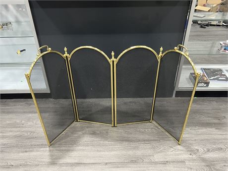 VINTAGE BRASS 4 PANEL FIRE PLACE SCREEN (EACH PANEL 29”x12”)