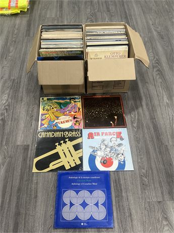 2 BOXES OF RECORDS - MOSTLY CLASSICAL - CONDITION VARIES - SOME SEALED