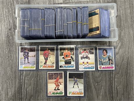 BOX OF 1977/78 NHL CARDS IN TOP LOADERS