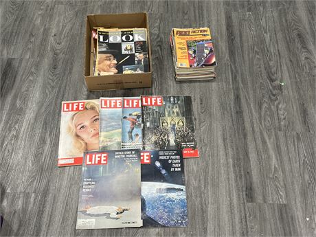 LARGE LOT OF VINTAGE LIFE MAGAZINES & OLD HOT ROD MAGS