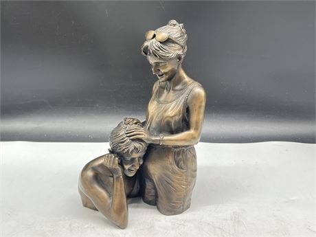 BRONZE STYLE SIGNED - EXPECTING MOTHER STAUTE - 10”
