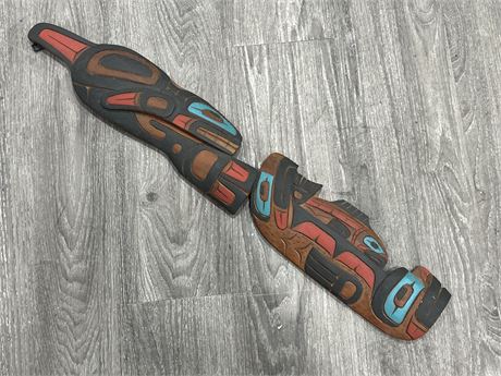 SIGNED / PAINTED INDIGENOUS WOOD CARVING (29”)