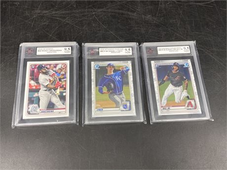 (3) KSA GRADE 9.5 MLB ROOKIE CARDS