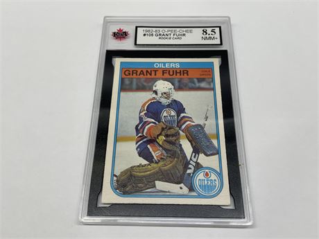 KSA GRADED 8.5 1982/83 ROOKIE GRANT FUHR O-PEE-CHEE NHL CARD