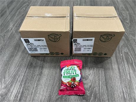 2 BOXES OF NEW REAL FRUIT MEDLEY GUMMIES - 12 PACKS PER BOX