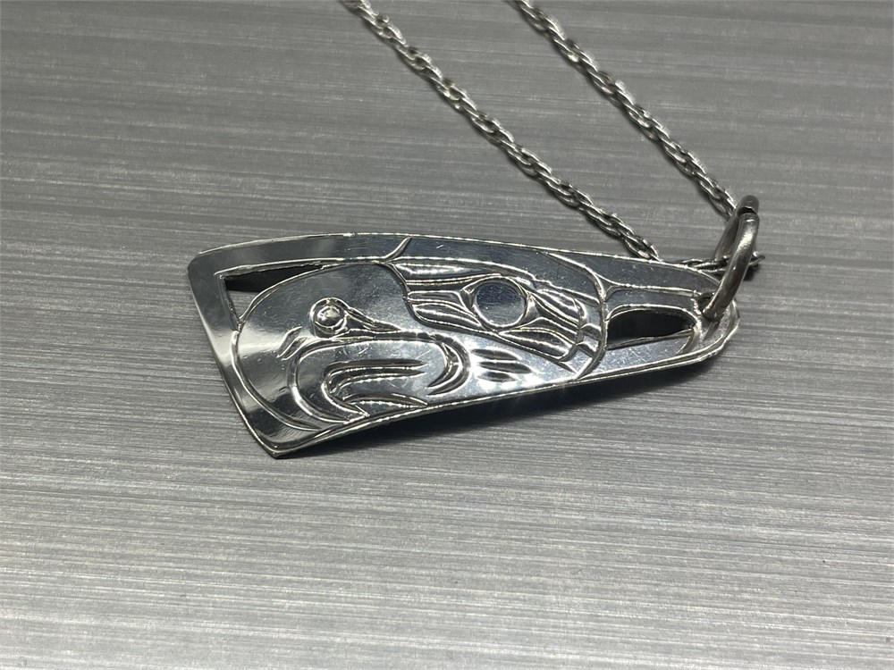 Urban Auctions - HAIDA INDIAN STERLING SILVER PENDANT/NECKLACE SIGNED