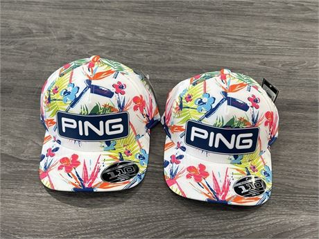 2 NEW PING GOLF HATS