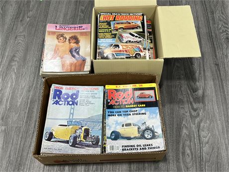 LARGE LOT OF VINTAGE MAJORITY HOT ROD MAGAZINES + SOME ADULT MAGS