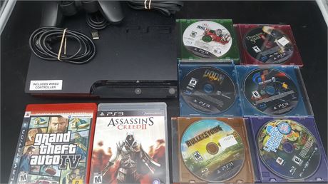 PS3 SYSTEM & 8 GAMES (WORKING)
