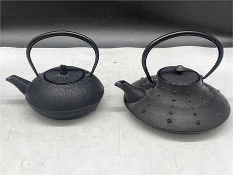 2 CAST IRON CHINESE TEAPOTS