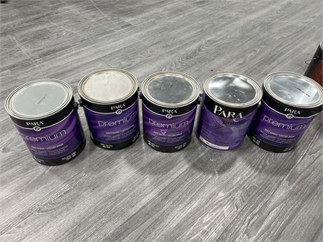 5 NEW PARA WHITE BASE PAINT CANS