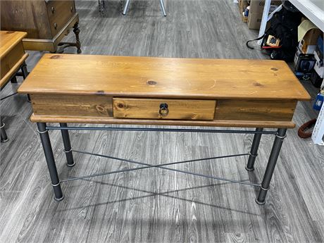 WOOD / METAL TABLE W/DRAWER (52” Long, 30.5” Tall)