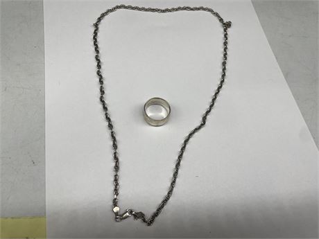 925 STERLING SILVER CHAIN + RING BAND