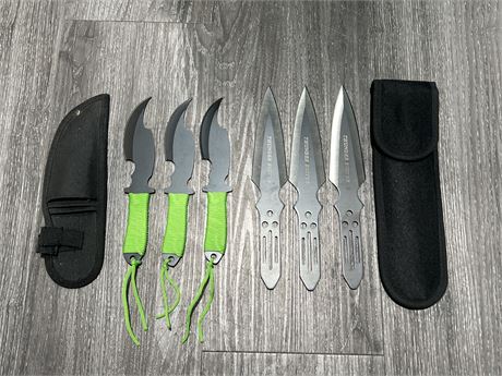 2 NEW SETS OF THROWING KNIVES - LARGEST IS 8”